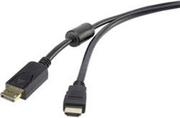 Renkforce RF-3301450 DisplayPort-kabel DisplayPort / HDMI Adapterkabel DisplayPort-stekker, HDMI-A-stekker 0.50 m Zwart