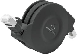 Renkforce RF-4476386 RJ45 Netwerkkabel, patchkabel CAT 6A U/FTP 1.50 m Zwart Platte uitvoering, Incl. oproller 1 stuk(s