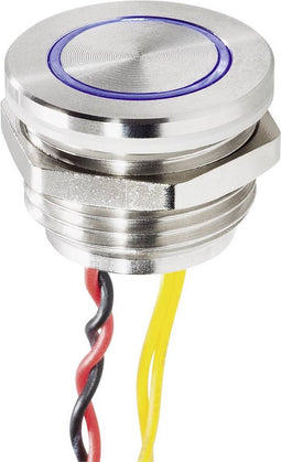 Renkforce RF-4707818 Belknop Met piëzo 1-voudig RVS, Blauw 24 V/0,3 A