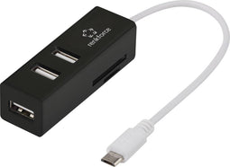 Renkforce RF-4995192 USB 2.0-hub 3 poorten Met ingebouwde SD-kaartlezer, Met OTG-functie Zwart