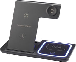 Renkforce RF-QiWC3in1-01 Draadloze lader USB-C Max. 3 apparaten gelijktijdig opladen, Geschikt voor Qi-apparatuur, Met