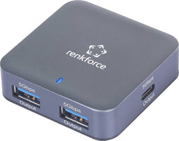Renkforce RF-USBH-480 USB 3.2 Gen 1-hub 4 poorten Met aluminium behuizing Grijs