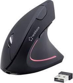 Renkforce RF-WM-322 Draadloze ergonomische muis Radiografisch Optisch Zwart 5 null Ergonomisch, Oplaadbaar Rechtshandigen