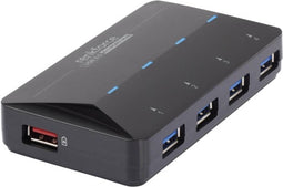 Renkforce USB 3.2 Gen 1-hub 4 + 1 poorten Met snellaadpoort, Met status-LED's Zwart