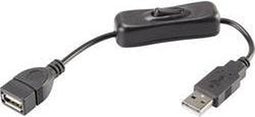 Renkforce USB-kabel USB 2.0 USB-A stekker, USB-A bus 0.25 m Zwart Incl. aan/uitschakelaar, Vergulde steekcontacten RF-3