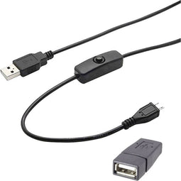 Renkforce USB-kabel USB 2.0 USB-A stekker, USB-A bus 1.50 m Zwart Incl. aan/uitschakelaar RF-4658937