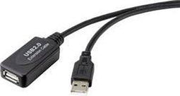 Renkforce USB-kabel USB 2.0 USB-A stekker, USB-A bus 5.00 m Zwart Actief met signaalversterking RF-4535052
