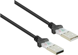Renkforce USB-kabel USB 2.0 USB-A stekker, USB-A stekker 1.80 m Zwart Vergulde steekcontacten