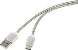 Renkforce USB-kabel USB 2.0 USB-A stekker, USB-C stekker 0.50 m Zilver Kabelmantel van RVS RF-4888674