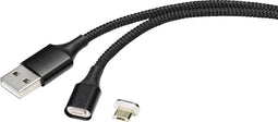 Renkforce USB-kabel USB 2.0 USB-A stekker, USB-micro-B stekker 1.00 m Zwart Magnetische stekker RF-4746074