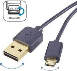 Renkforce USB-kabel USB 2.0 USB-A stekker, USB-micro-B stekker 1.00 m Zwart Stekker past op beide manieren, Vergulde st