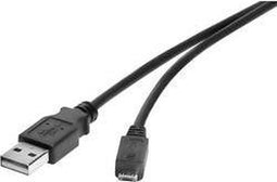 Renkforce USB-kabel USB 2.0 USB-A stekker, USB-micro-B stekker 30.00 cm Zwart Vergulde steekcontacten