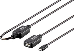 Renkforce USB-kabel USB 2.0 USB-C stekker, USB-A bus 15.00 m Zwart Vergulde steekcontacten RF-4752798