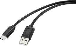Renkforce USB-kabel USB 2.0 USB-C stekker, USB-A stekker 1.00 m Zwart Met anti-microbacterieel oppervlak RF-4699378