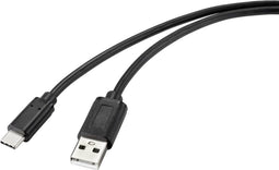 Renkforce USB-kabel USB 2.0 USB-C stekker, USB-A stekker 2.00 m Zwart Met anti-microbacterieel oppervlak RF-4695144
