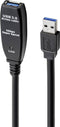 Renkforce USB-kabel USB 3.2 Gen1 (USB 3.0 / USB 3.1 Gen1) USB-A stekker, USB-A bus 20.00 m Zwart Actief met signaalvers