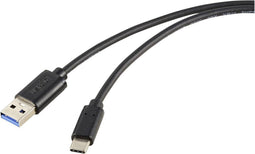 Renkforce USB-kabel USB 3.2 Gen2 USB-C stekker, USB-A stekker 1.00 m Zwart Afscherming totaal RF-5720404