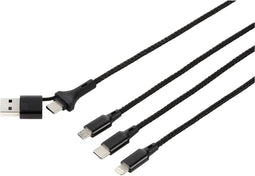 Renkforce USB-laadkabel USB 2.0 USB-A stekker, USB-C stekker, USB-micro-B stekker, Apple Lightning stekker, USB-C stekk