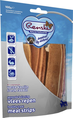Renske Vleesrepen - Hondensnacks - Konijn & Groente - 100 g