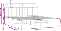 vidaXL - Bedframe - met - hoofdbord - metaal - zwart - 160x200 - cm