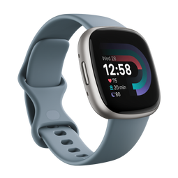 Fitbit Versa 4 - Smartwatch - Hartslagmonitor Slaapmonitor - Zilver Blauw