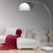 Retro design Booglamp - Staande Vloerlamp - Zilver - Opaalwit