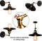 Retro Hoexs - Wandlamp - Vintage Lamp voor Binnen - Industriële Stijl met Hout en Metaal - E27 Fitting - Katrol Design