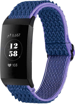 imoshion Elastisch nylon bandje - Geschikt voor Fitbit Charge 4, Charge 3 - Donkerblauw - One Size