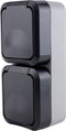 REV 0004080400 Wandcontactdoos dubbel Compleet AquaStorm Lichtgrijs, Zwart