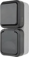 REV 0004080400 Wandcontactdoos dubbel Compleet AquaStorm Lichtgrijs, Zwart