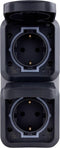 REV 0004080400 Wandcontactdoos dubbel Compleet AquaStorm Lichtgrijs, Zwart