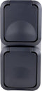 REV 0004080400 Wandcontactdoos dubbel Compleet AquaStorm Lichtgrijs, Zwart