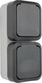 REV 0004080400 Wandcontactdoos dubbel Compleet AquaStorm Lichtgrijs, Zwart