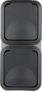 REV 0004080400 Wandcontactdoos dubbel Compleet AquaStorm Lichtgrijs, Zwart