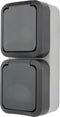 REV 0004080400 Wandcontactdoos dubbel Compleet AquaStorm Lichtgrijs, Zwart