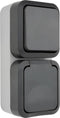 REV 0004080400 Wandcontactdoos dubbel Compleet AquaStorm Lichtgrijs, Zwart