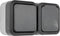 REV 0004080400 Wandcontactdoos dubbel Compleet AquaStorm Lichtgrijs, Zwart