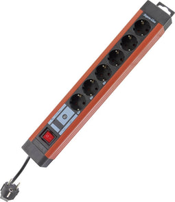REV 0014653613 Stekkerdoos met schakelaar 6-voudig Zwart, Rood Randaarde stekker 1 stuk(s)