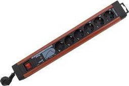 REV 0014663613 Stekkerdoos met schakelaar 6-voudig Zwart, Rood Randaarde stekker 1 stuk(s)