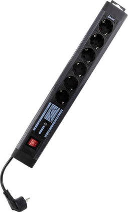 REV 0015663513 Stekkerdoos met schakelaar 6-voudig Antraciet, Zwart Randaarde stekker 1 stuk(s)