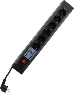 REV 0015663513 Stekkerdoos met schakelaar 6-voudig Antraciet, Zwart Randaarde stekker 1 stuk(s)