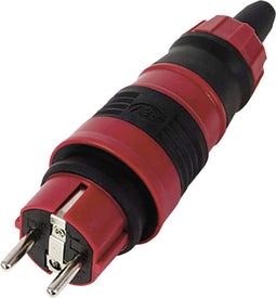 REV 0018211000 Stekker met randaarde Polycarbonaat, Rubber 230 V Rood, Zwart IP44