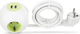 REV-bal-stekkerdoos-Powerglobe-met-USB-wit-groen