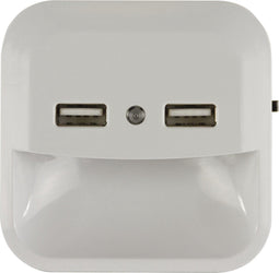 REV LED nachtlampje met geïntegreerde schemersensor en 2 USB-aansluitingen.