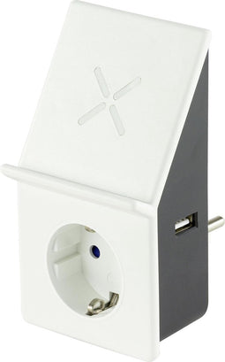 REV USB-laadadapter met Wireless Charging + 1x stopcontact