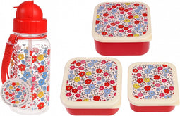 Rex London set van 3 snackdoosjes en Waterfles met rietje Kids - Tilde