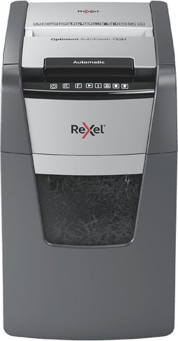 Rexel Optimum Auto+130M Fluisterstille Papierversnipperaar P-5 Micro voor Kantoor - Invoer tot 150 Vellen - Zwart