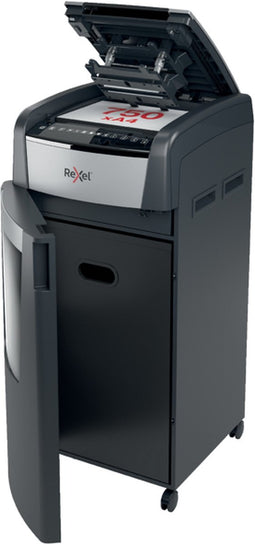 Rexel Optimum AutoFeed+ 750X Fluisterstille Papierversnipperaar P-4 Snippers voor Kantoor - Invoer tot 750 Vellen - Zwart