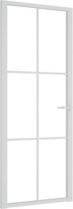 vidaXL - Binnendeur - 83x201,5 - cm - ESG-glas - en - aluminium - wit