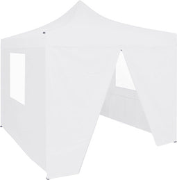 vidaXL - Partytent - met - 4 - zijwanden - inklapbaar - 2x2 - m - staal - wit